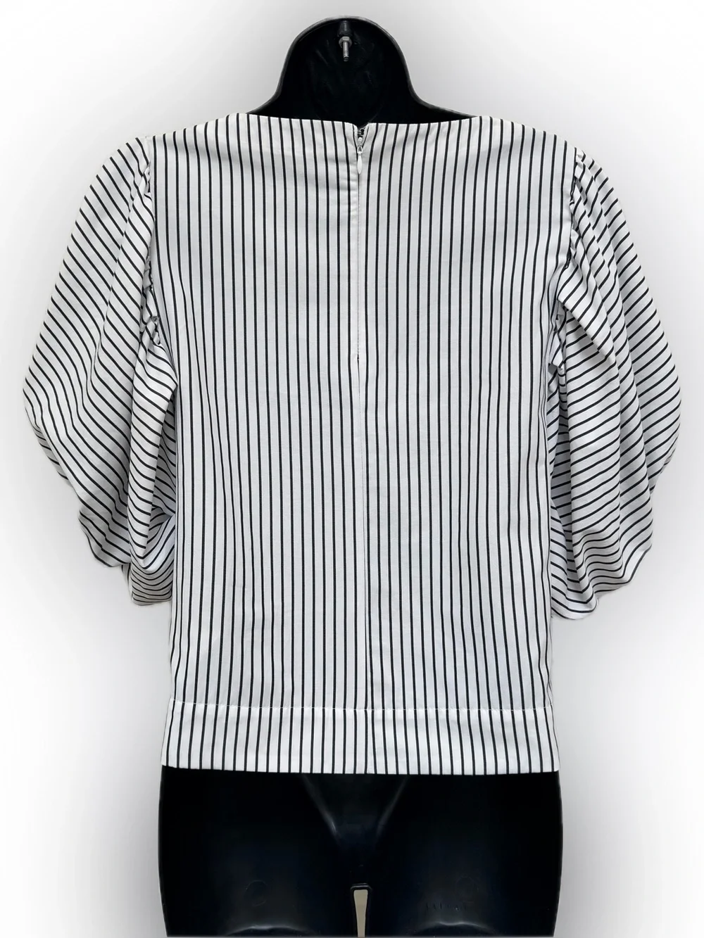 Anthropologie Maeve Black White Striped Puff Sleeve Blouse XXS